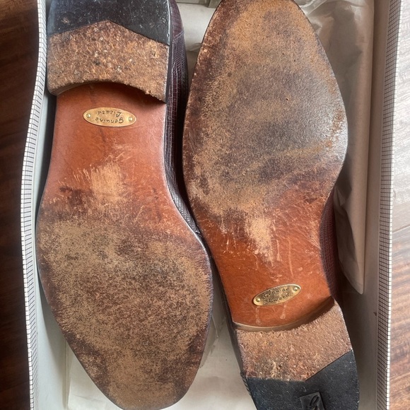 Giorgio Brutini Brown Tasseled Genuine Lizard Slip On Loafers Sz 9.5M - Picture 8 of 12